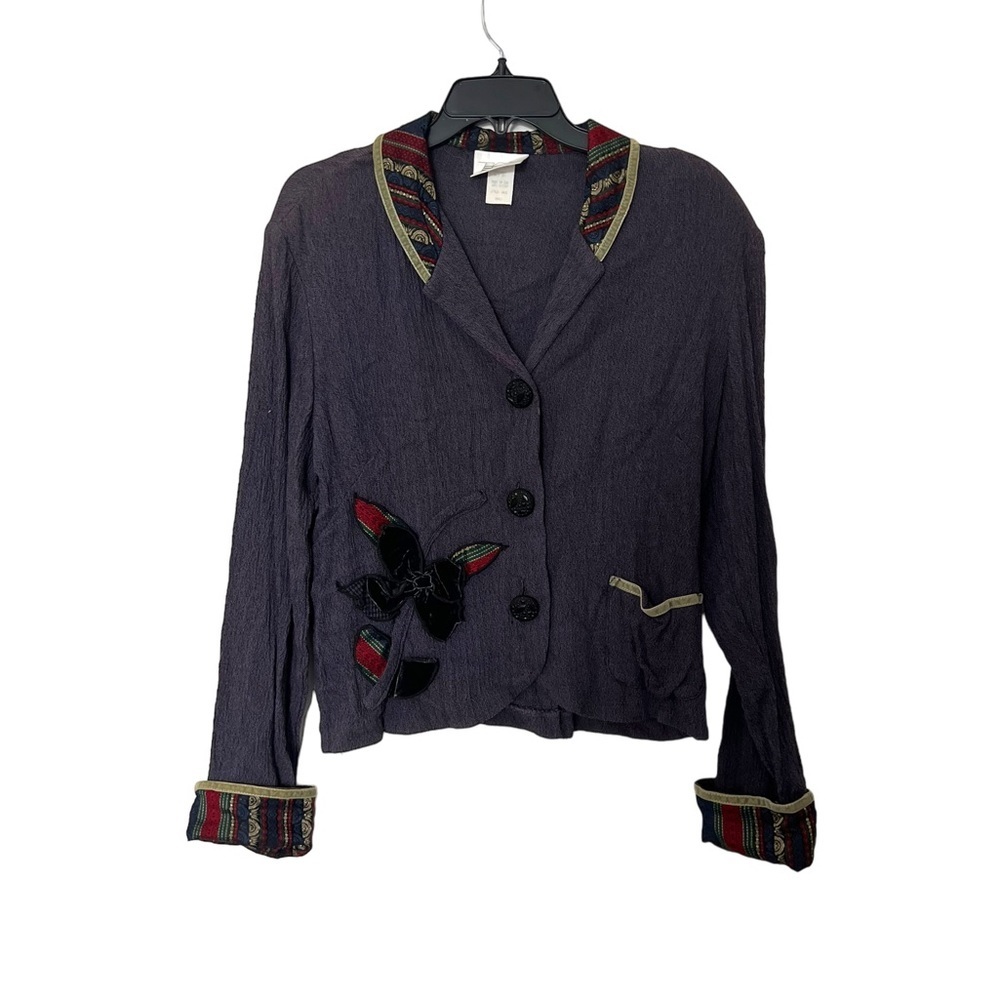 Vintage Cuffed 100% Rayon‎ Crepe Blazer